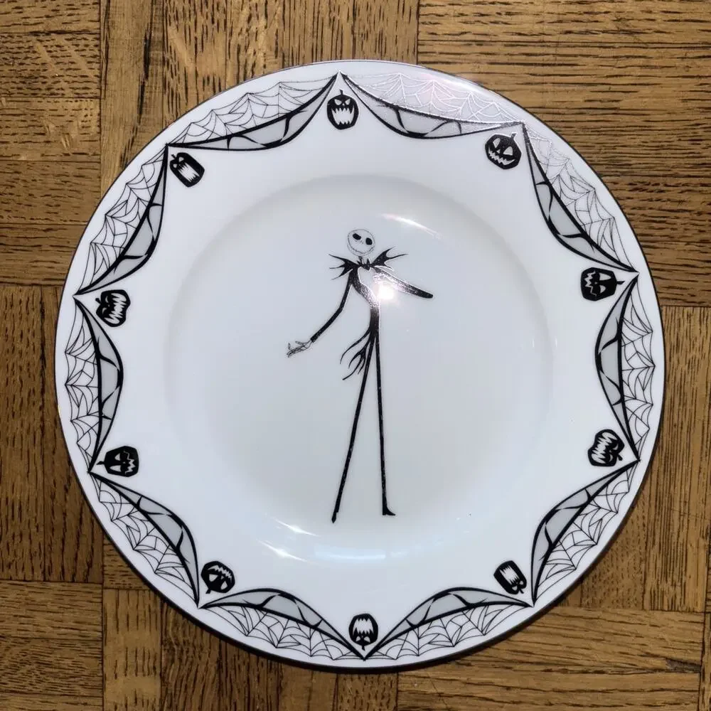 4 Jack Skellington Salad Dessert Plates Disney Nightmare Before Christmas NEW